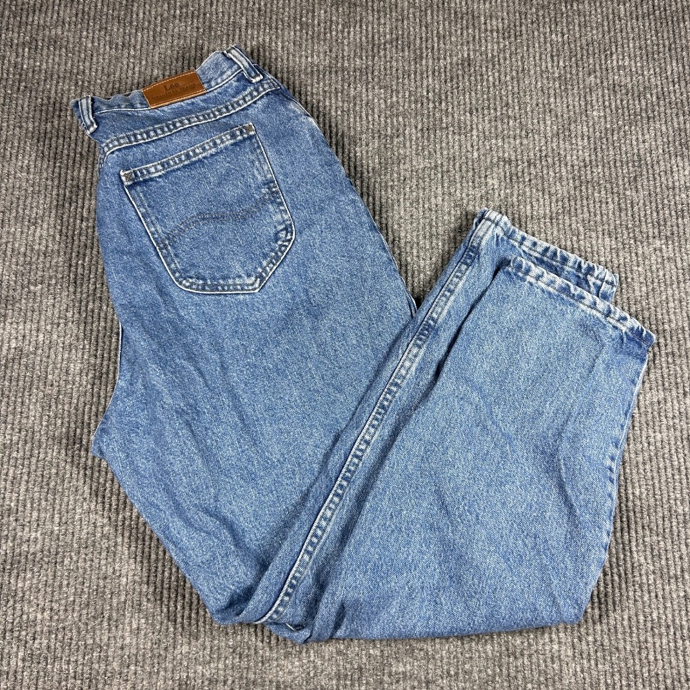 Lee Original Jeans Womens 16 Blue Denim High Rise Tapered Leg Mom
